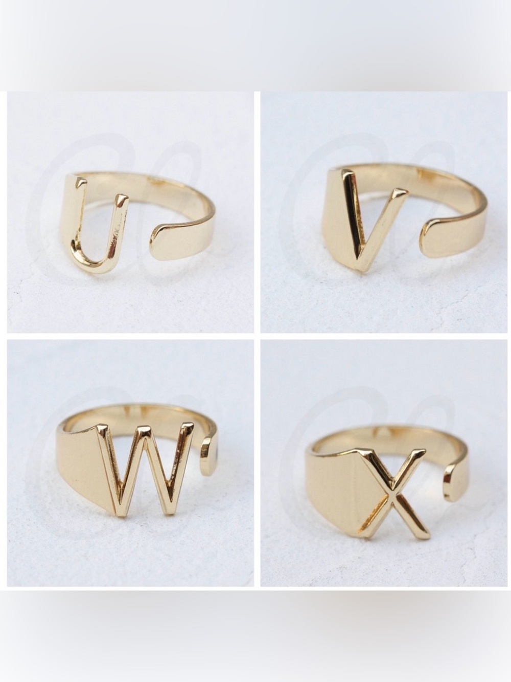 Plunder Gold Letter Monogram Ring — Shiny Gold Initial Band - Picture 8 of 8